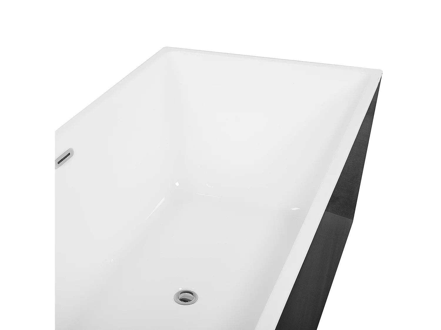 Acryl Badewanne rechteckig freistehend schwarz mit Überlauf 170 x 81 cm Rios