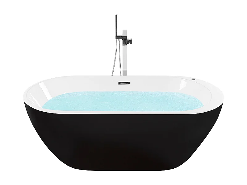 Bañera de hidromasaje independiente con LED NEVIS 170 x 80 cm Negro