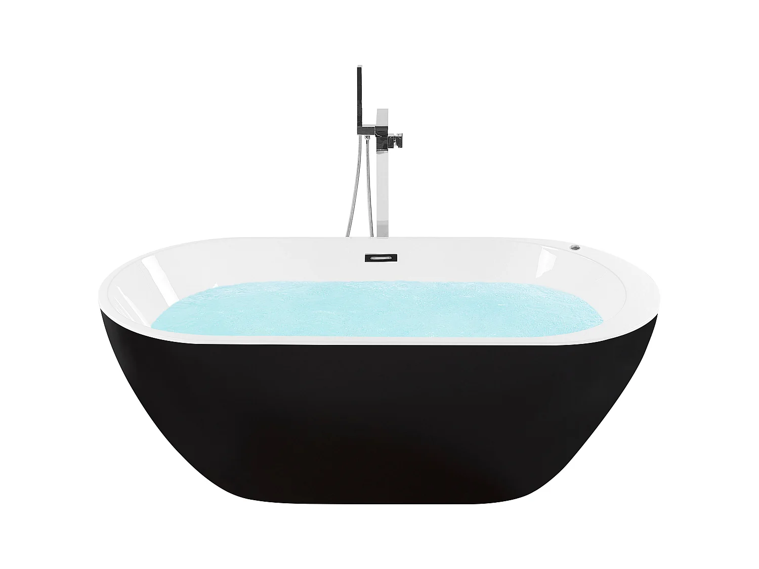 Baignoire balnéo îlot avec LED NEVIS 170 x 80 cm Noir