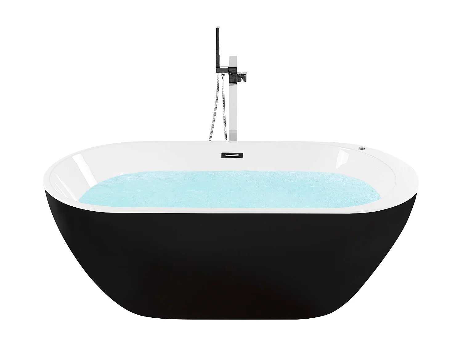 Bañera de hidromasaje independiente con LED NEVIS 170 x 80 cm Negro