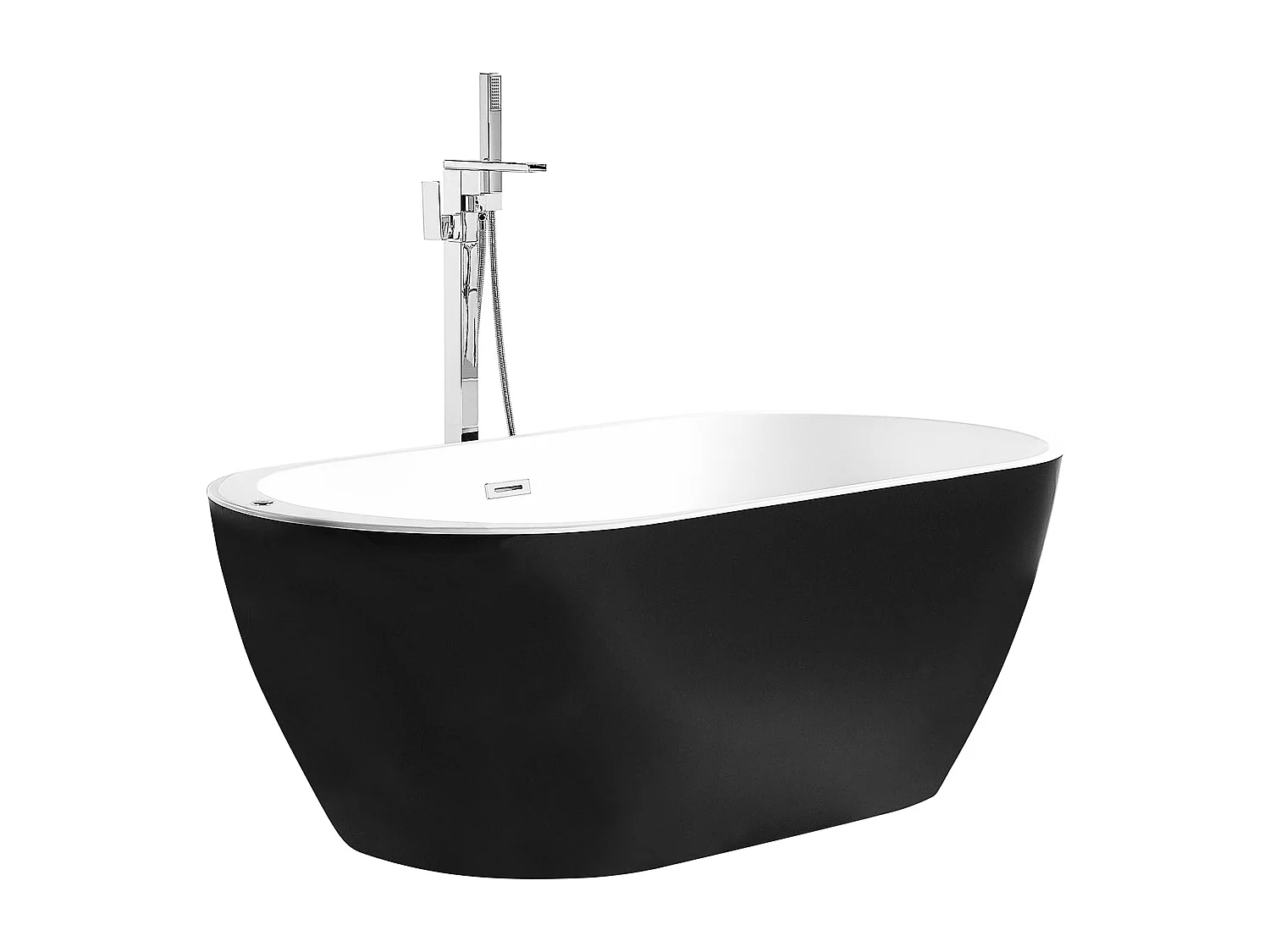 Bañera de hidromasaje independiente con LED NEVIS 170 x 80 cm Negro