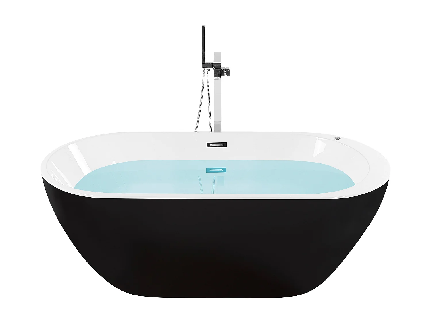 Bañera de hidromasaje independiente con LED NEVIS 170 x 80 cm Negro