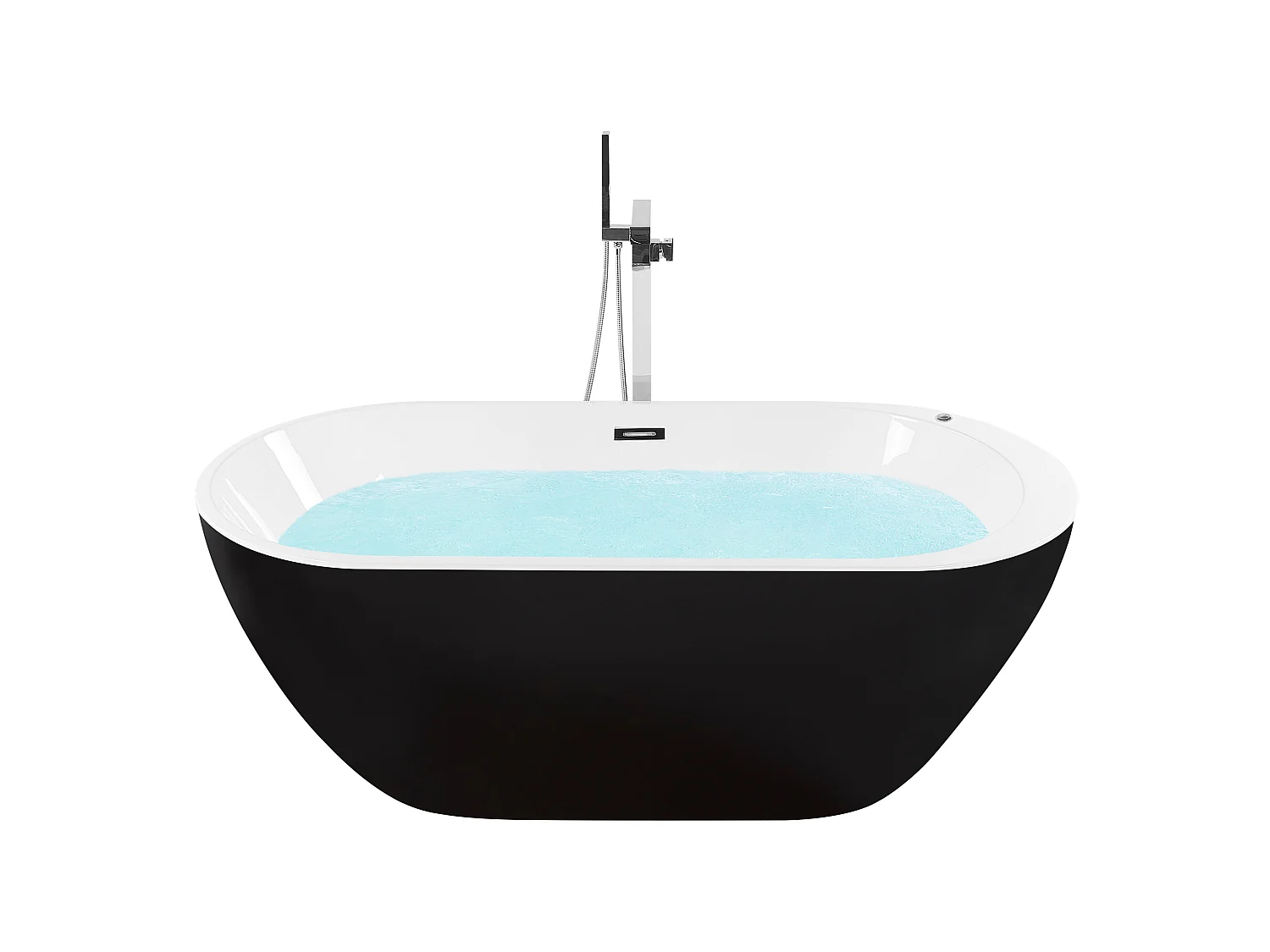 Baignoire balnéo îlot avec LED NEVIS 170 x 80 cm Noir