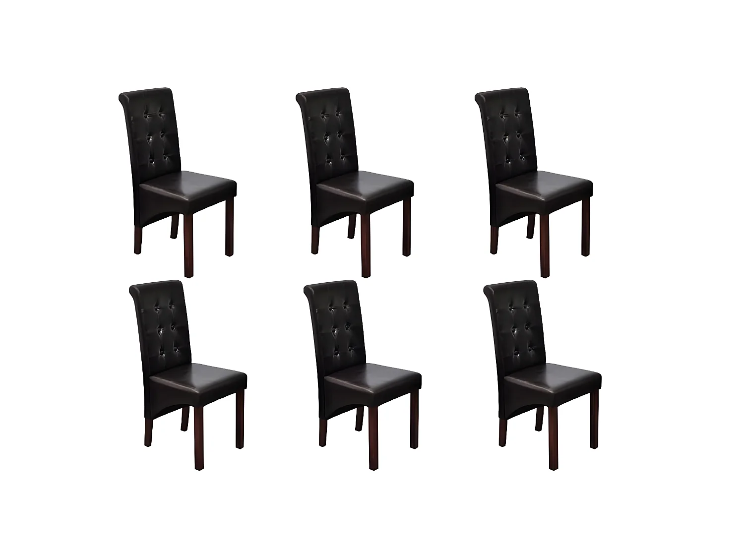 Chaises à manger lot de 6 marron similicuir