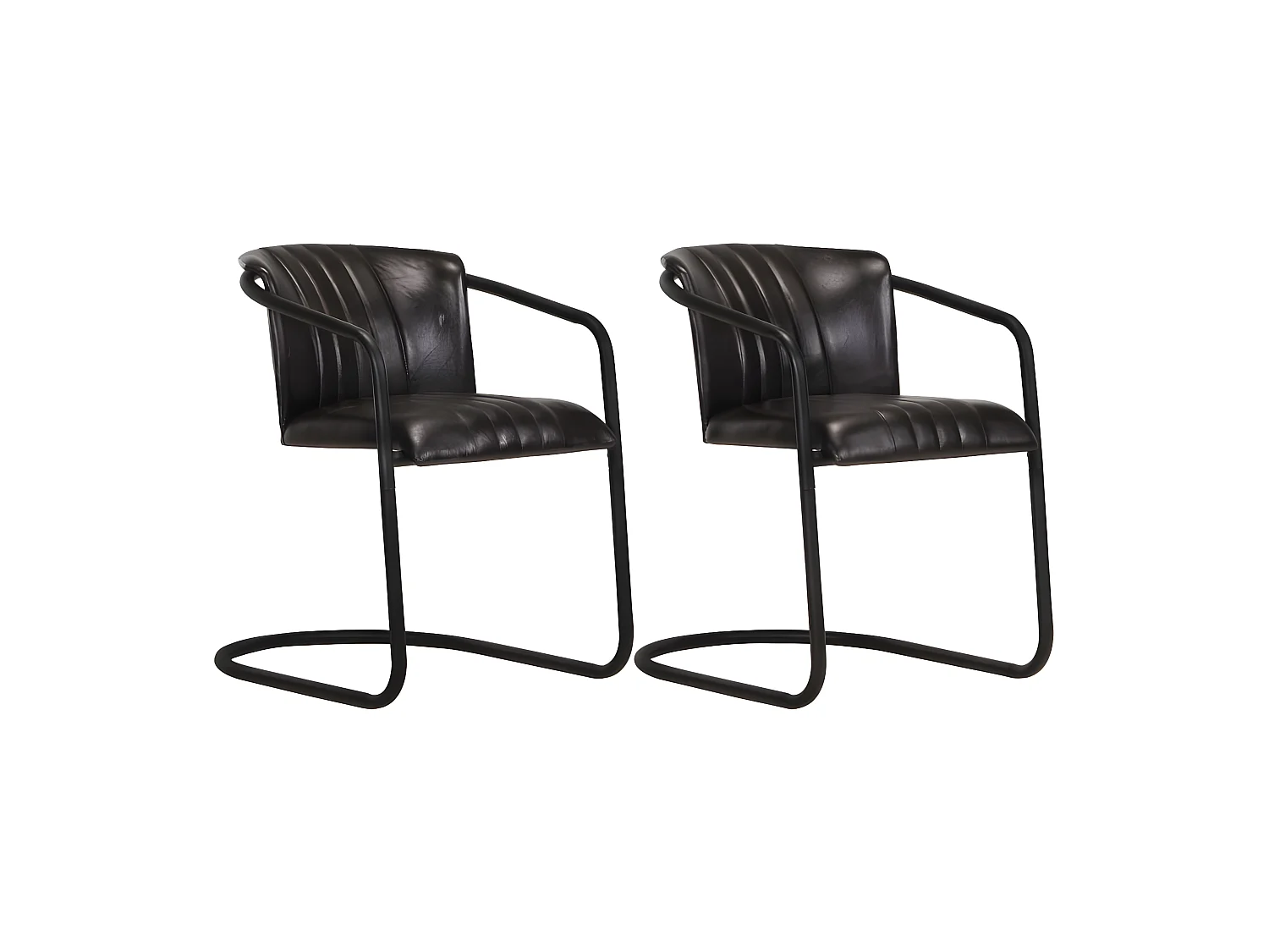Chaises à manger lot de 2 noir cuir véritable