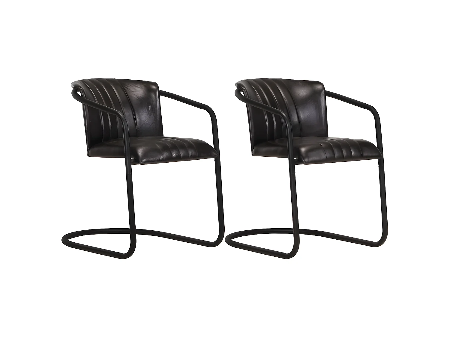 Chaises à manger lot de 2 noir cuir véritable