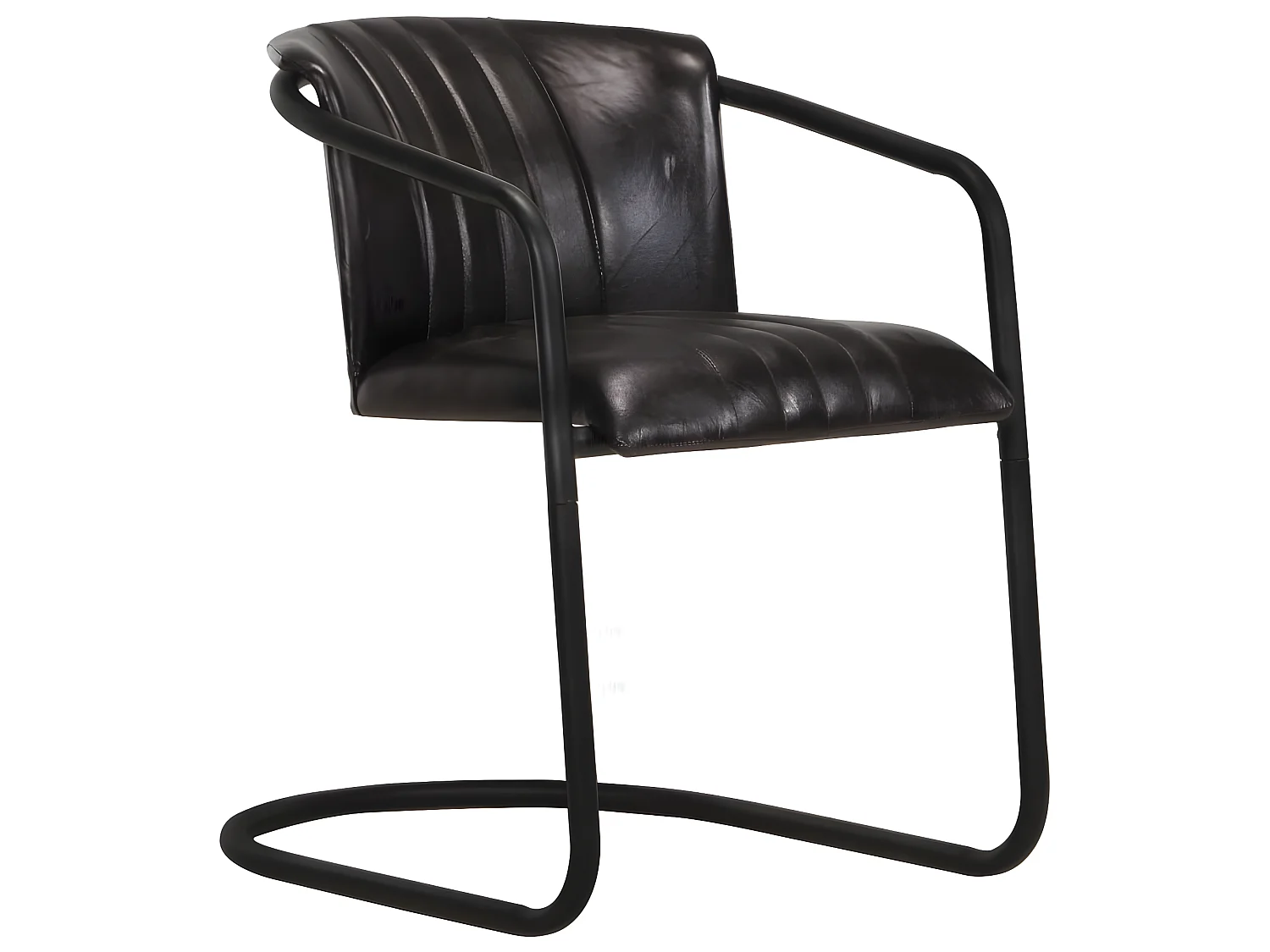 Chaises à manger lot de 2 noir cuir véritable