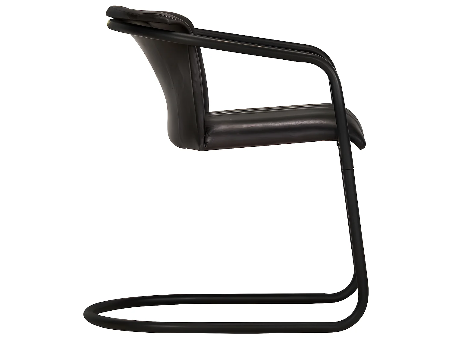 Chaises à manger lot de 2 noir cuir véritable