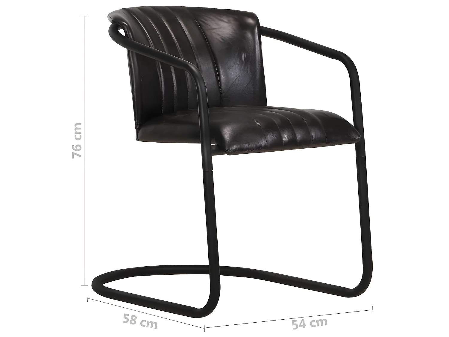 Chaises à manger lot de 2 noir cuir véritable