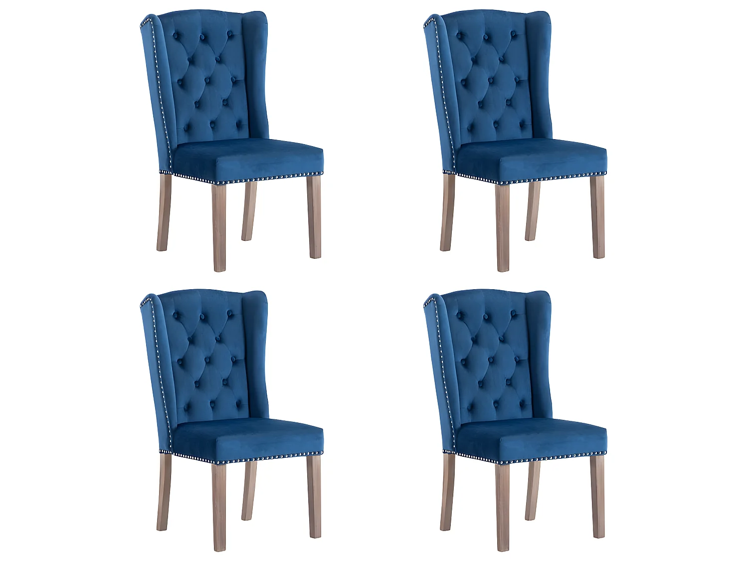 Cadeiras de jantar 4 pcs veludo azul