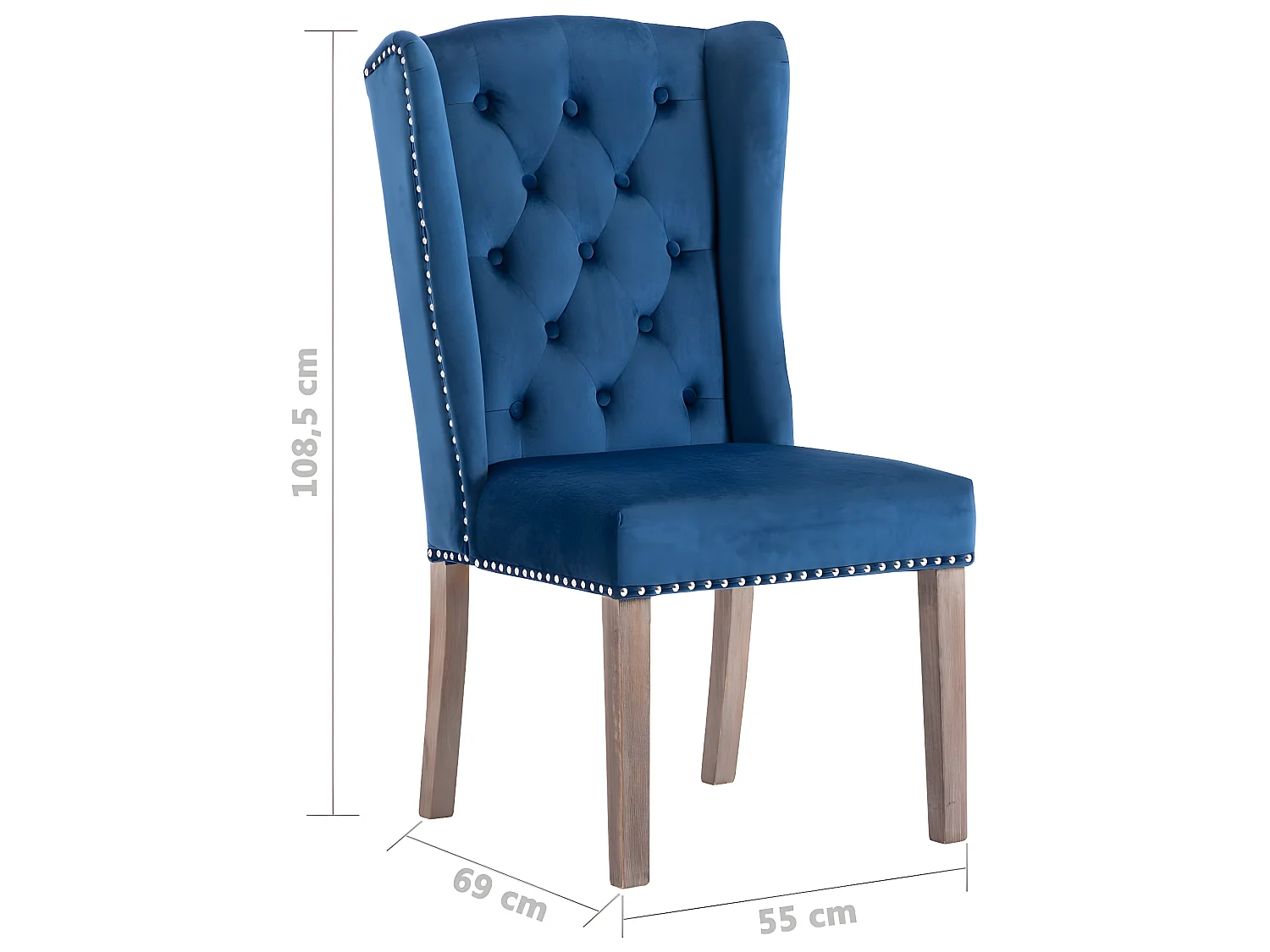 Cadeiras de jantar 4 pcs veludo azul