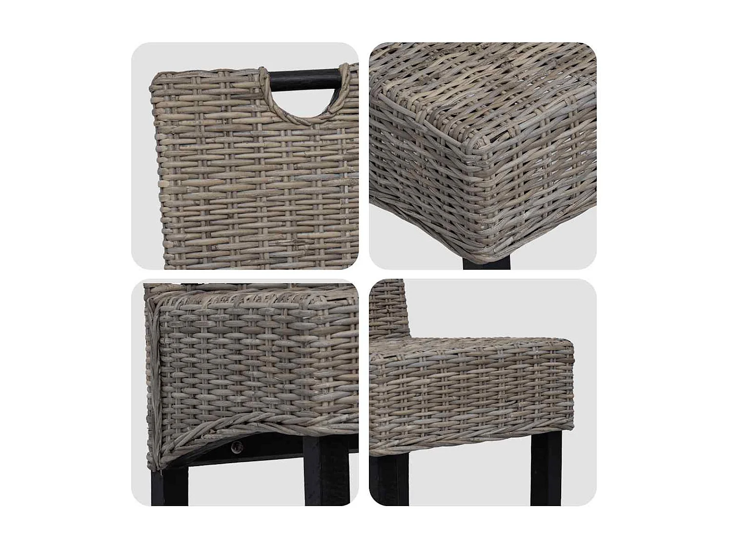 Silla de comedor 4 uds Kubu ratán madera de mango