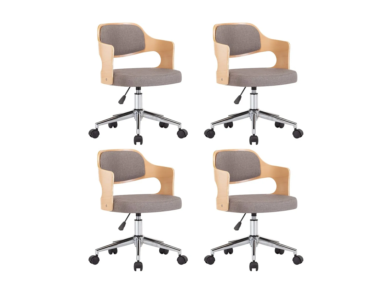 Chaises pivotantes à manger lot de 4 taupe bois courbé et tissu