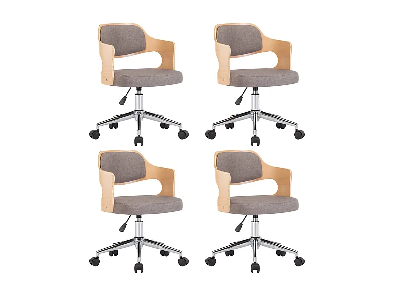 Chaises pivotantes à manger lot de 4 taupe bois courbé et tissu