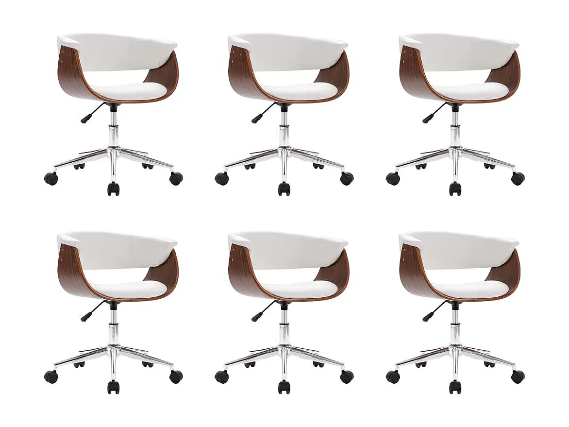 Chaises pivotantes à manger lot de 6 blanc similicuir