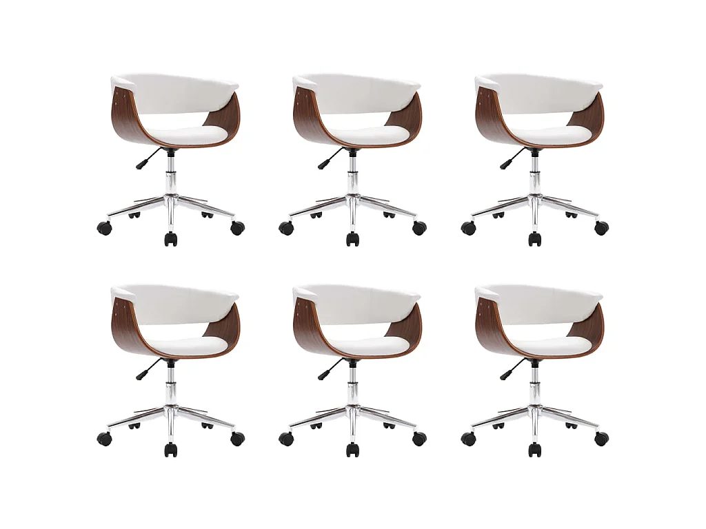 Chaises pivotantes à manger lot de 6 blanc similicuir