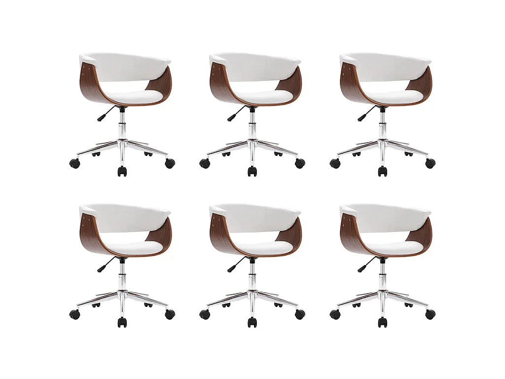 Chaises pivotantes à manger lot de 6 blanc similicuir