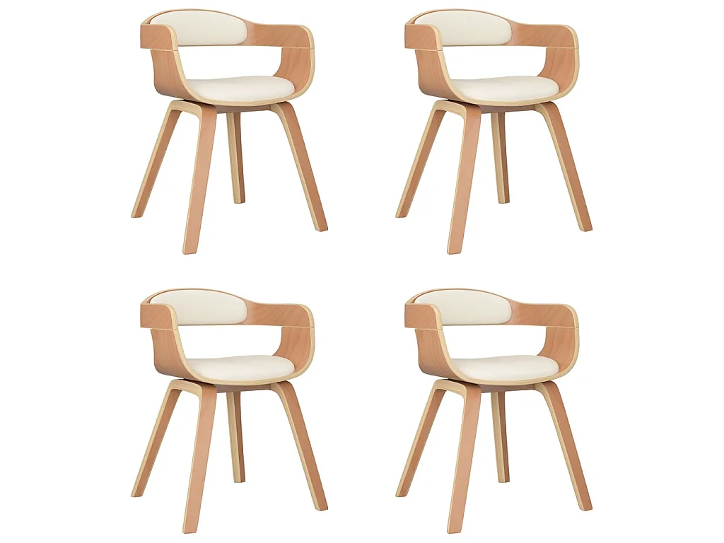 Chaises à manger lot de 4 crème similicuir et bois courbé