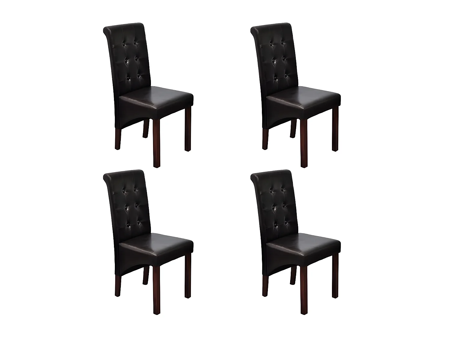 Chaises à manger lot de 4 marron similicuir