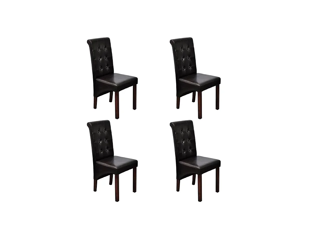 Chaises à manger lot de 4 marron similicuir