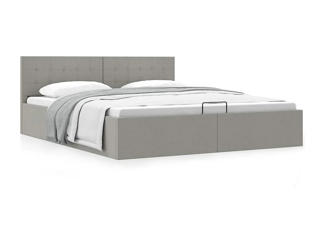 Bedframe met hydraulische opslag stof lichtgrijs 160x200 cm