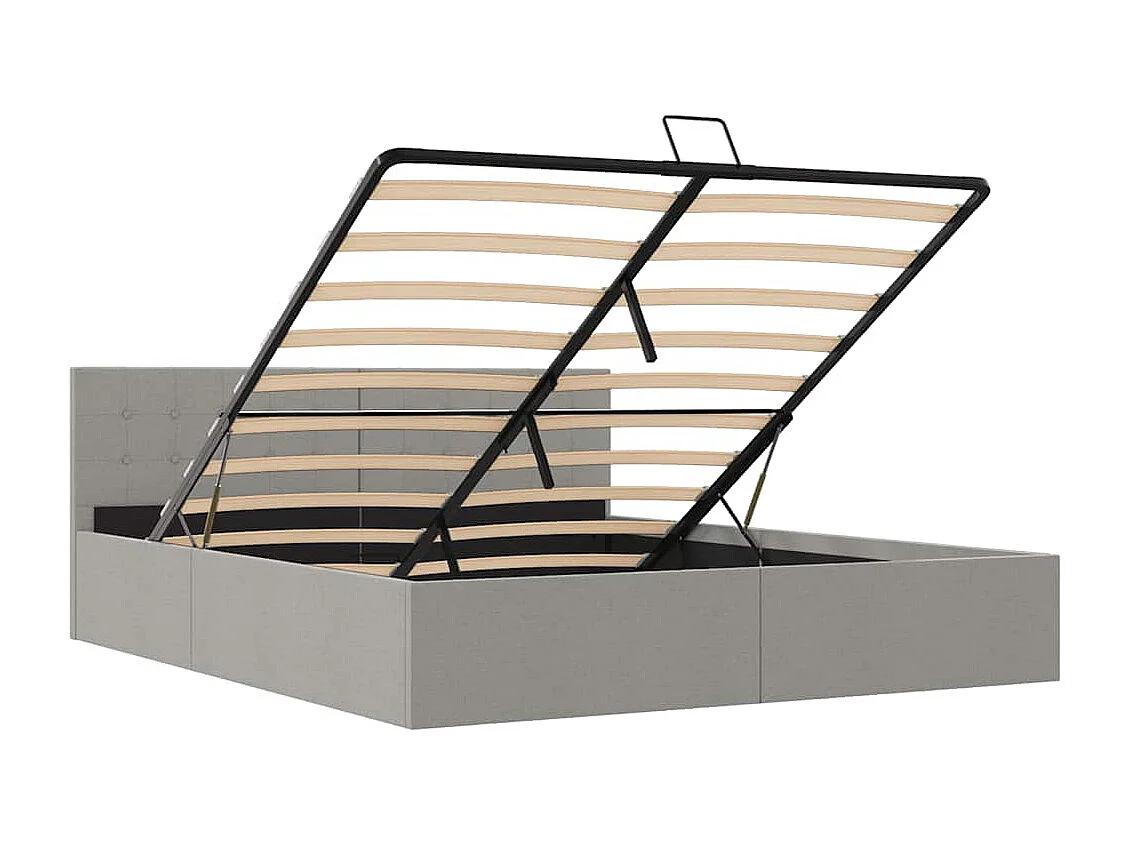 Bedframe met hydraulische opslag stof lichtgrijs 160x200 cm