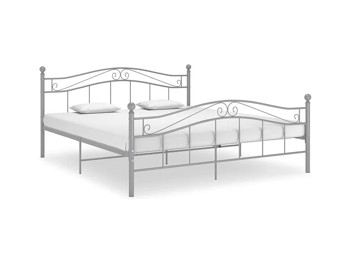 Cadre de lit sans matelas gris métal 160x200 cm