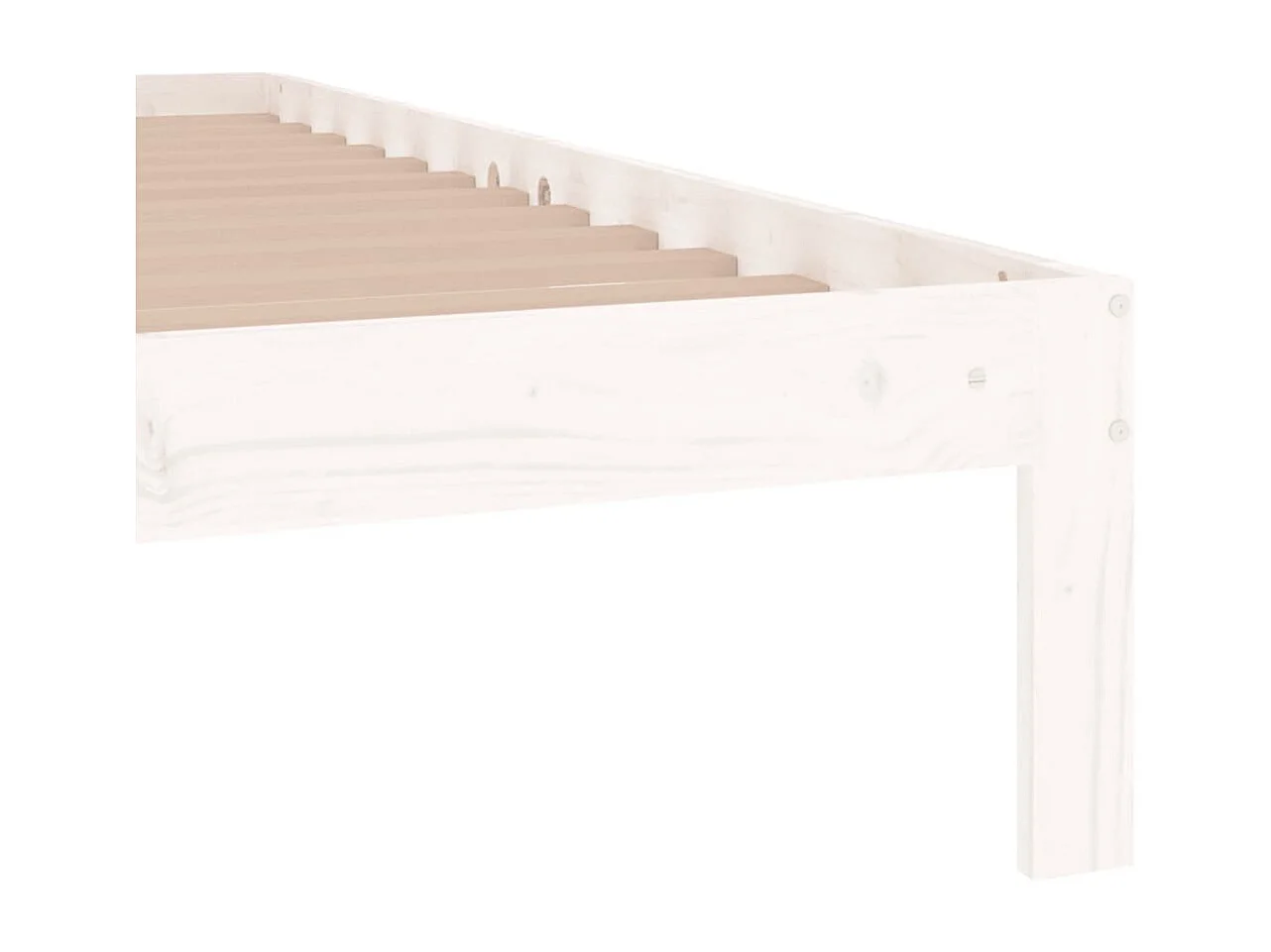 Bedframe massief hout wit 75x190 cm