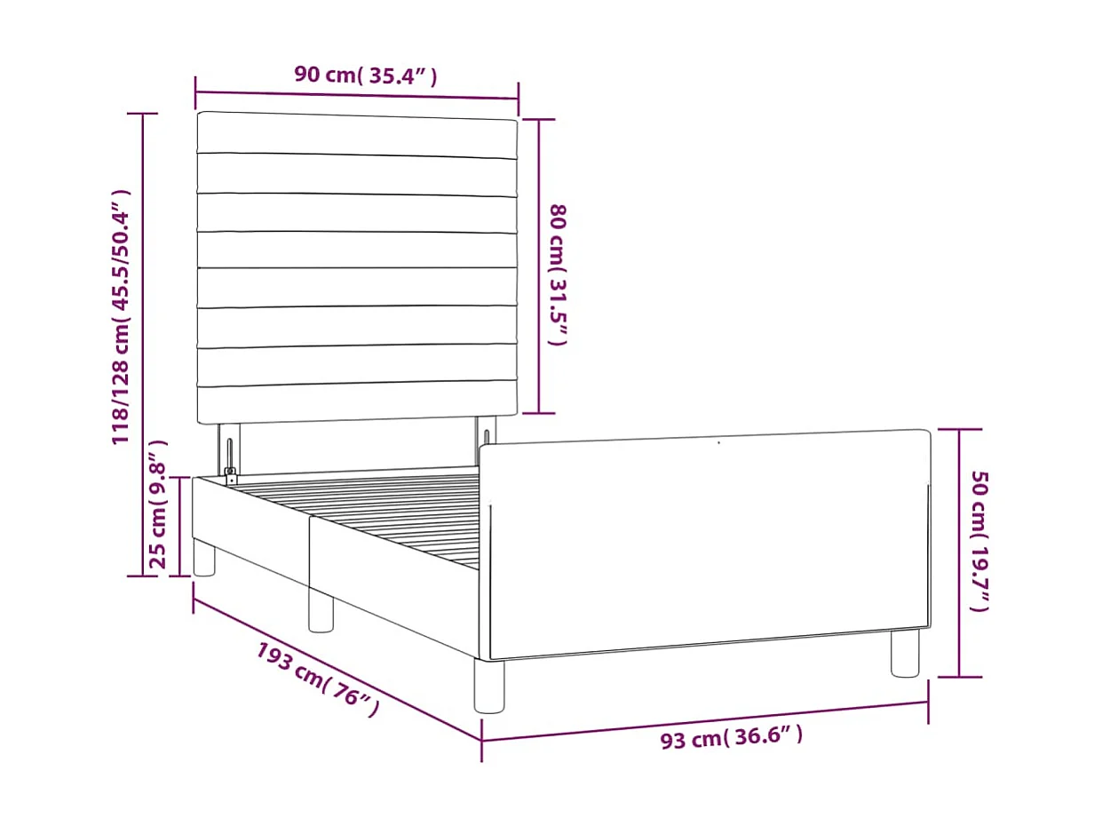 Bettgestell ohne Matratze Dunkelgrau 90x190 cm Stoff