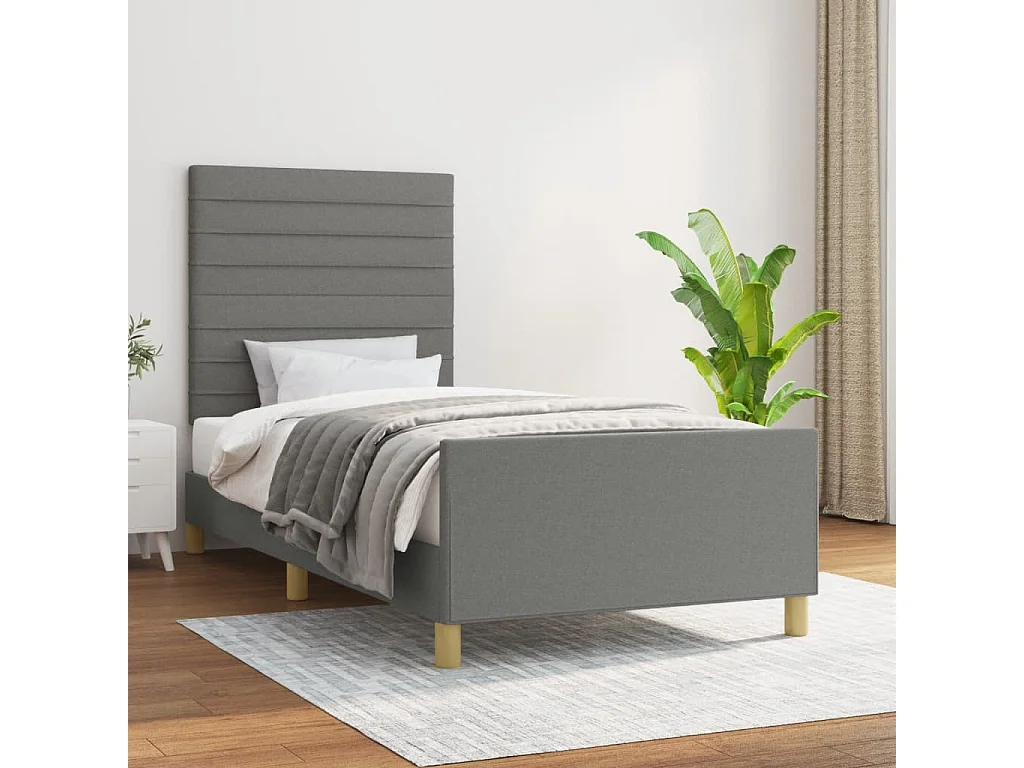 Giroletto senza Materasso Grigio Scuro 90x190 cm Tessuto