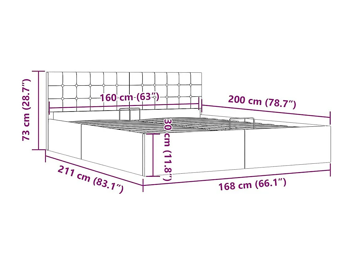 Giroletto con Contenitore Grigio Scuro in Tessuto 160x200 cm