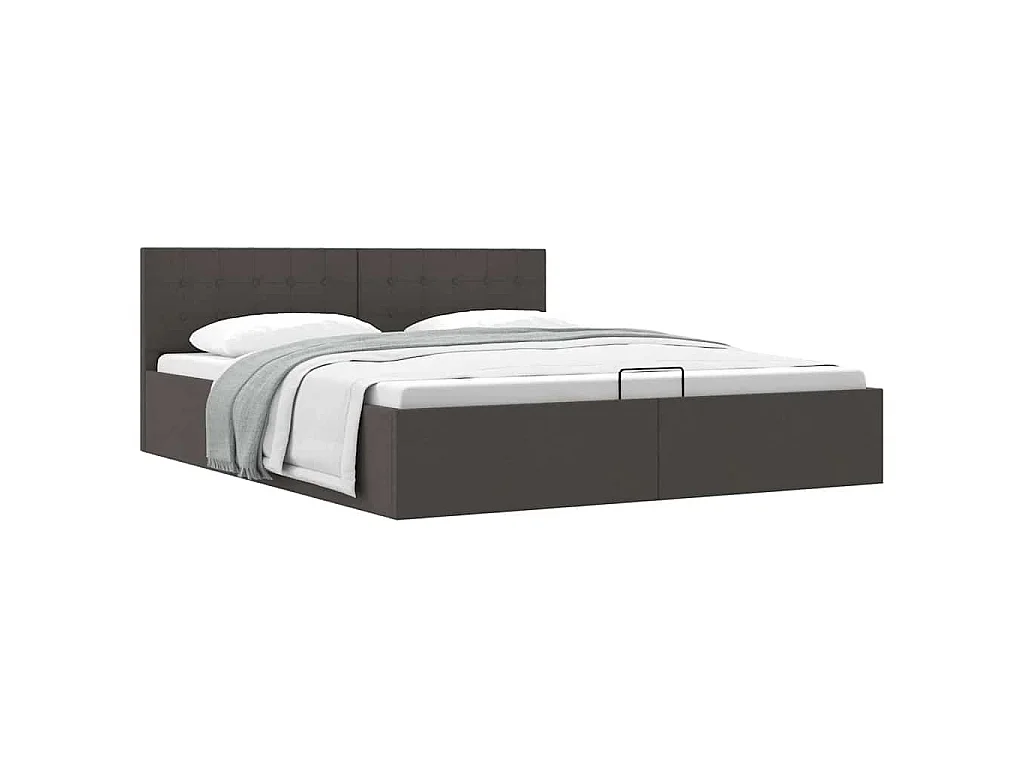 Bedframe met hydraulische opslag stof donkergrijs 160x200 cm