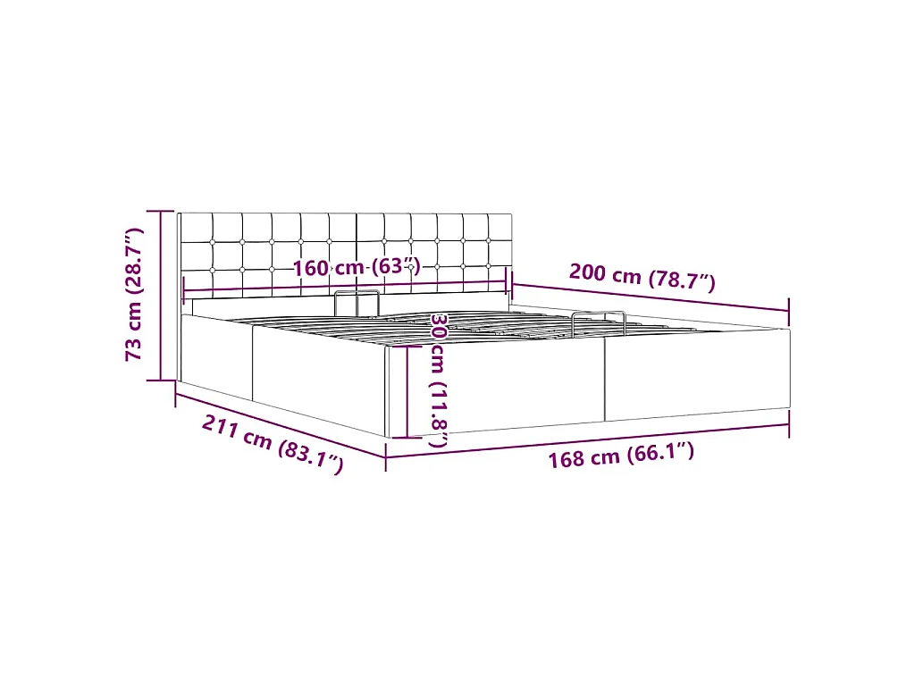 Bedframe met hydraulische opslag stof donkergrijs 160x200 cm