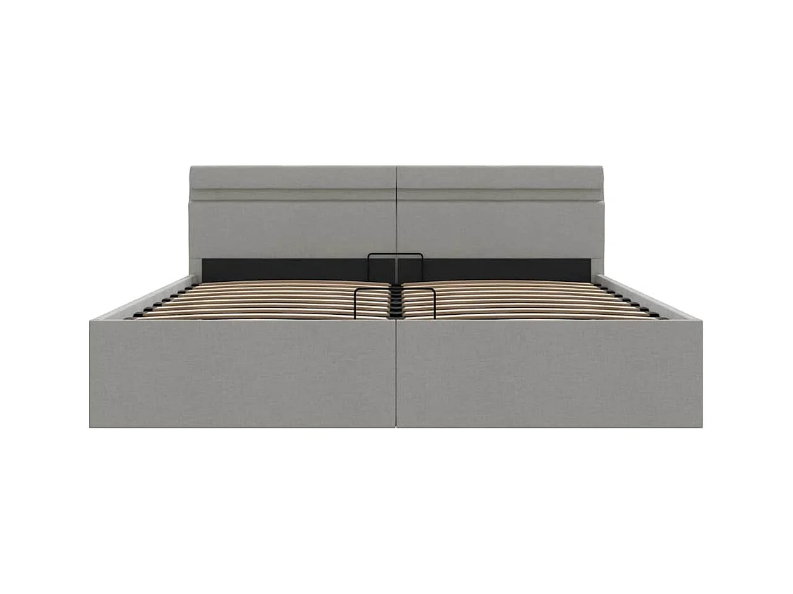 Giroletto con Contenitore e LED Grigio Chiaro Tessuto 160x200cm