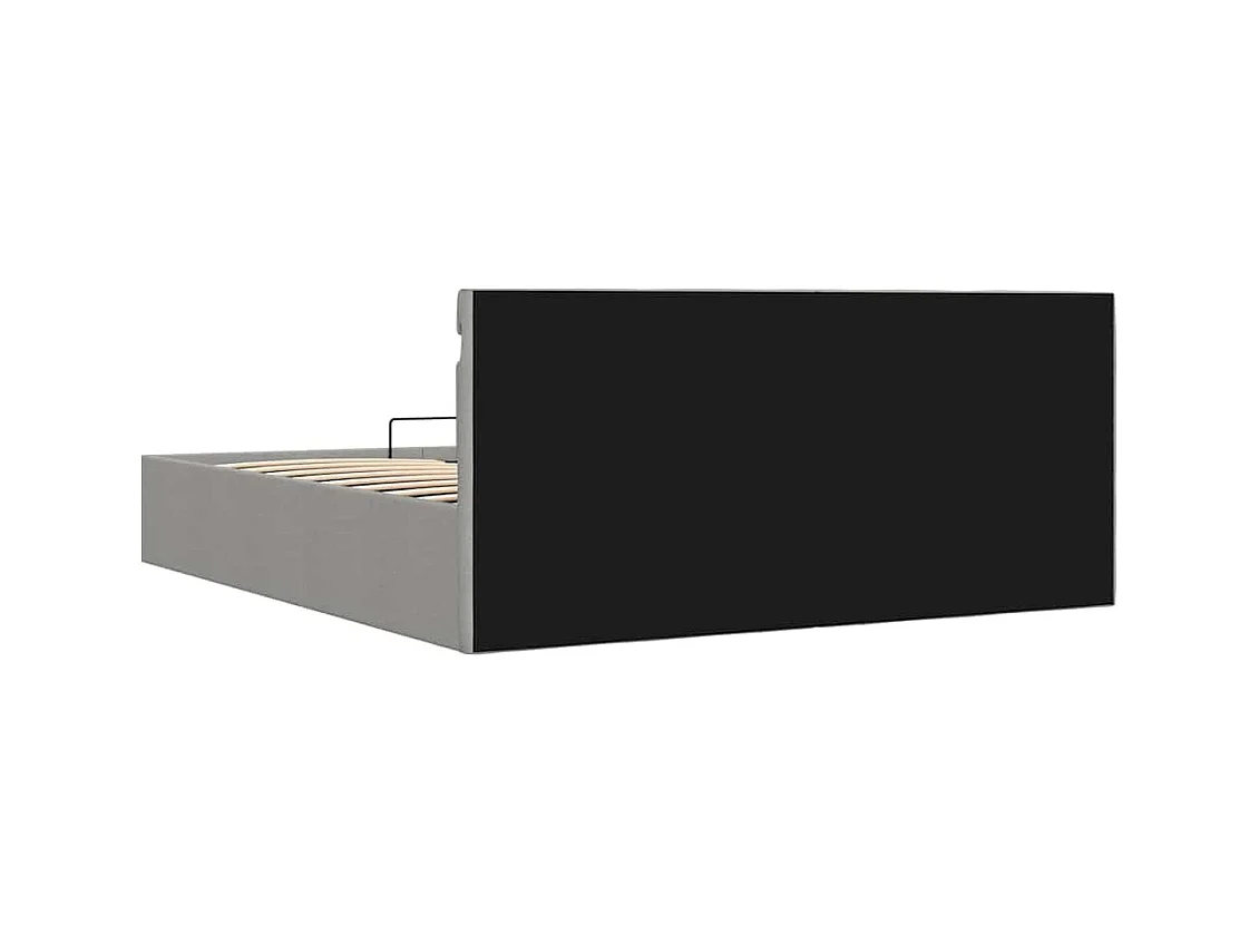 Giroletto con Contenitore e LED Grigio Chiaro Tessuto 160x200cm