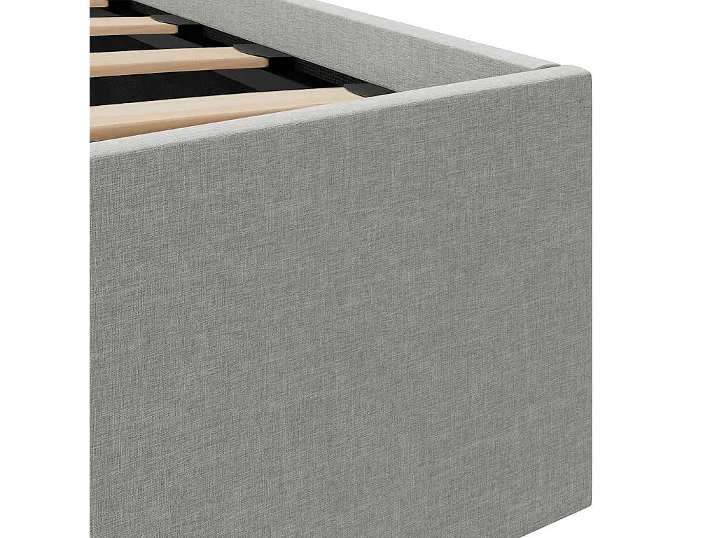 Giroletto con Contenitore e LED Grigio Chiaro Tessuto 160x200cm