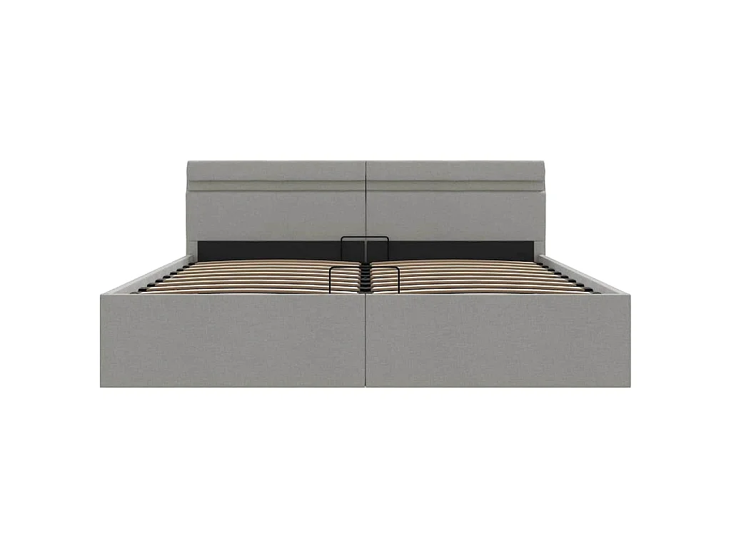 Bett mit Bettkasten Hydraulisch LED Hellgrau Stoff 160x200 cm