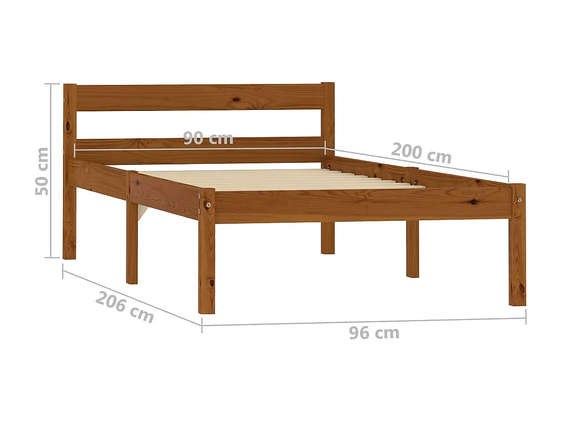 Cadre de lit sans matelas Marron miel Bois pin massif 90x200 cm