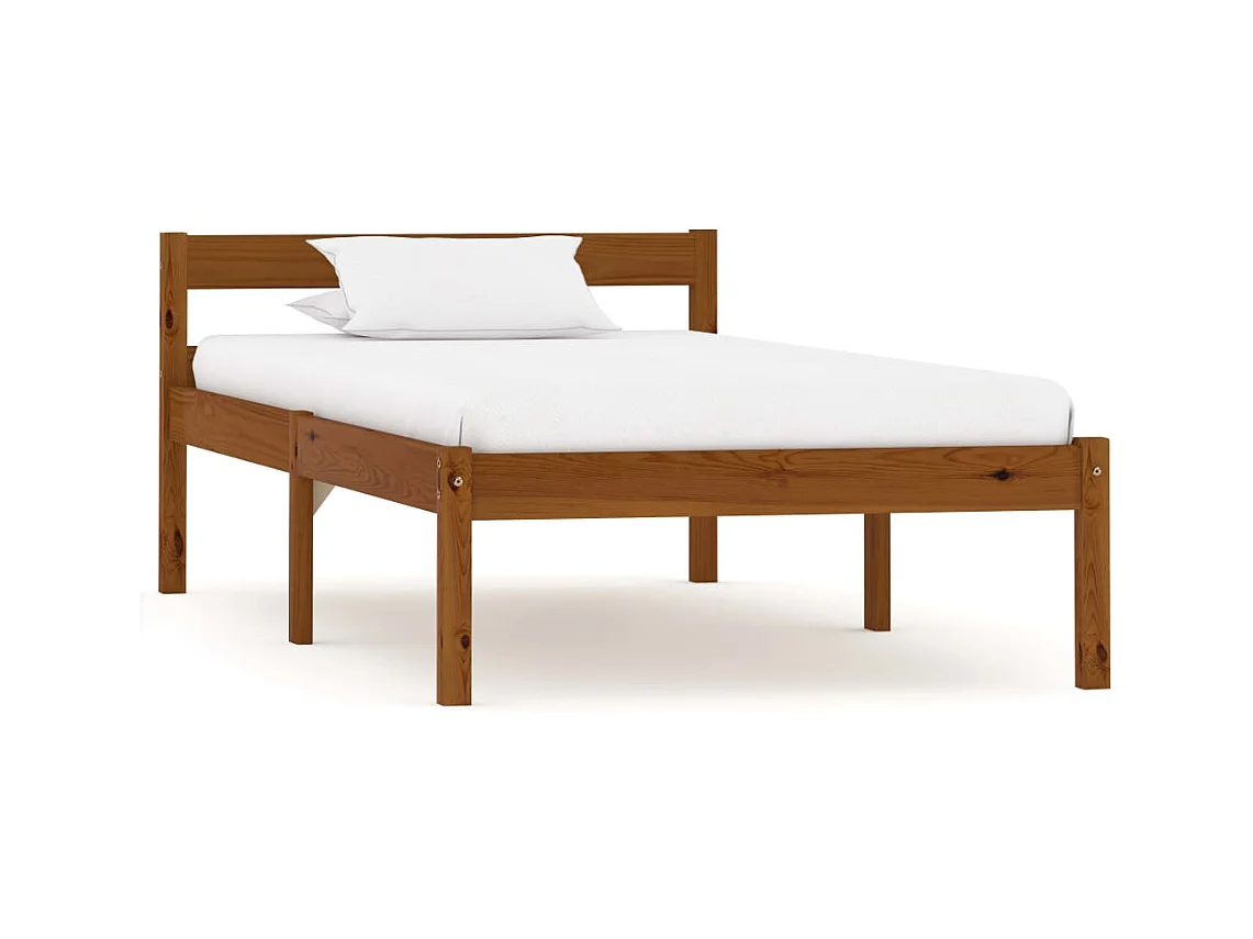 Cadre de lit sans matelas Marron miel Bois pin massif 90x200 cm