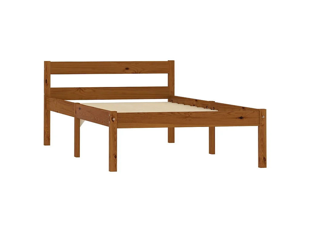 Cadre de lit sans matelas Marron miel Bois pin massif 90x200 cm