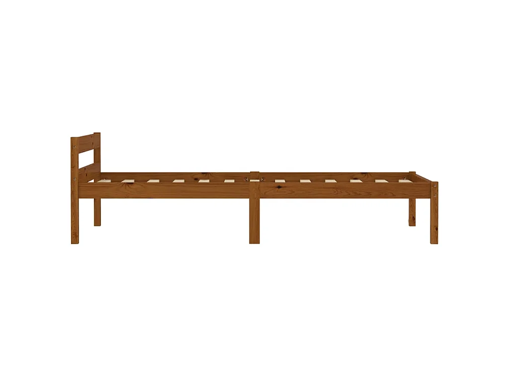 Cadre de lit sans matelas Marron miel Bois pin massif 90x200 cm