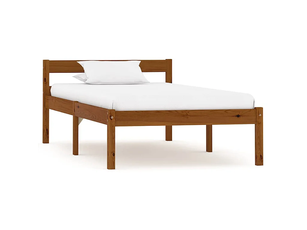 Cadre de lit sans matelas Marron miel Bois pin massif 90x200 cm