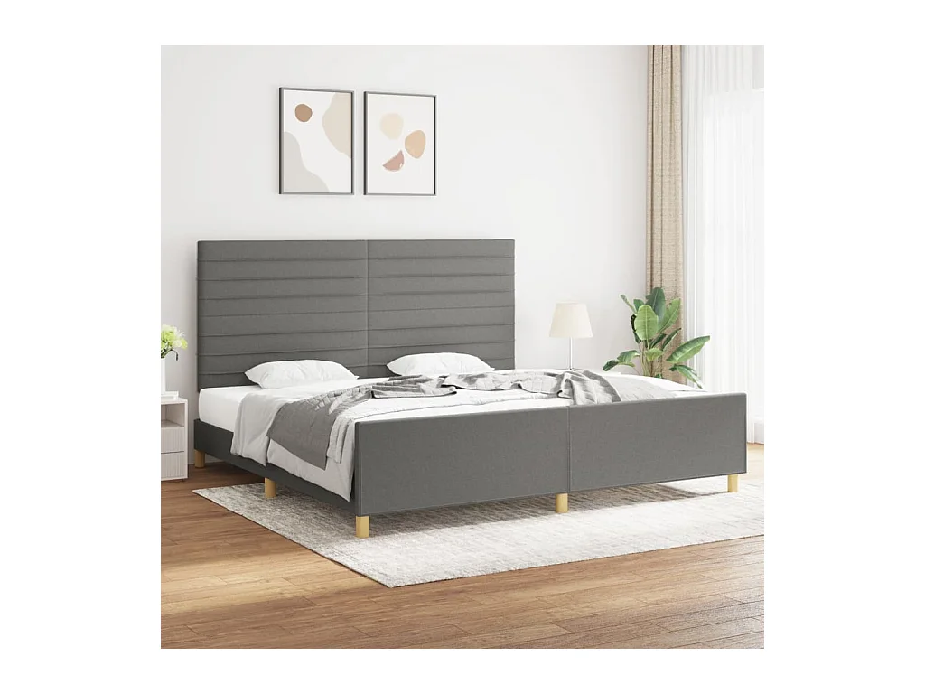 Cadre de lit sans matelas gris foncé 200x200 cm tissu