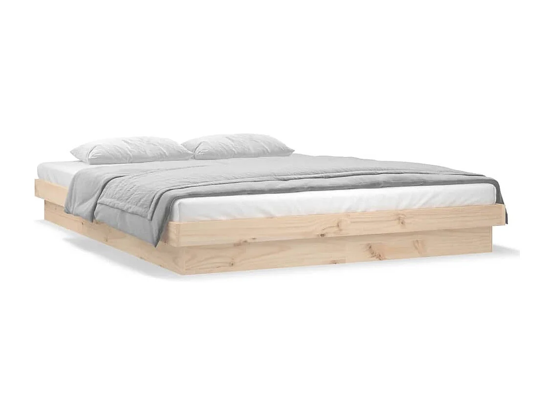 Estructura de cama doble pequeña LED sin colchón madera maciza