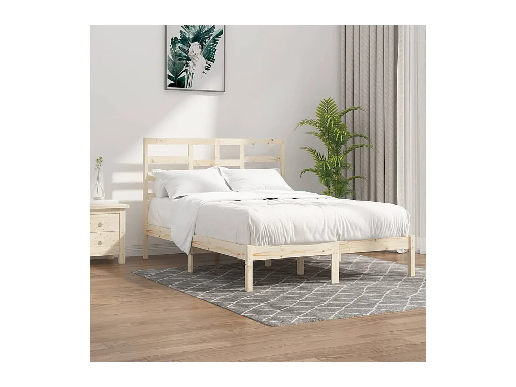 Cadre de lit sans matelas bois massif 140x190 cm
