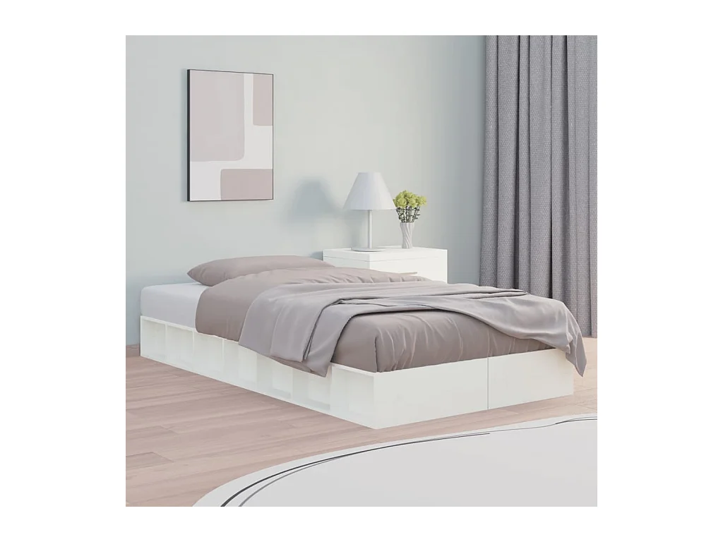 Cadre de lit sans matelas blanc 100x200 cm bois massif