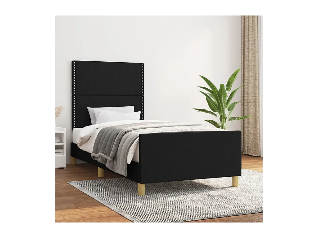 Cadre de lit sans matelas noir 80x200 cm tissu