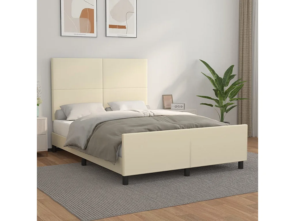 Cadre de lit sans matelas crème 140x190 cm similicuir