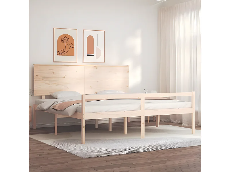 Letto per Anziani con Testiera 200x200 cm in Legno Massello