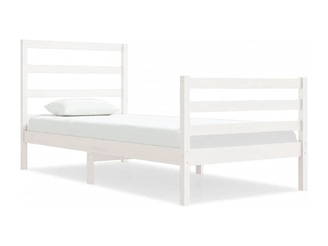 Cama sem colchão 75x190 cm madeira de pinho maciça branco